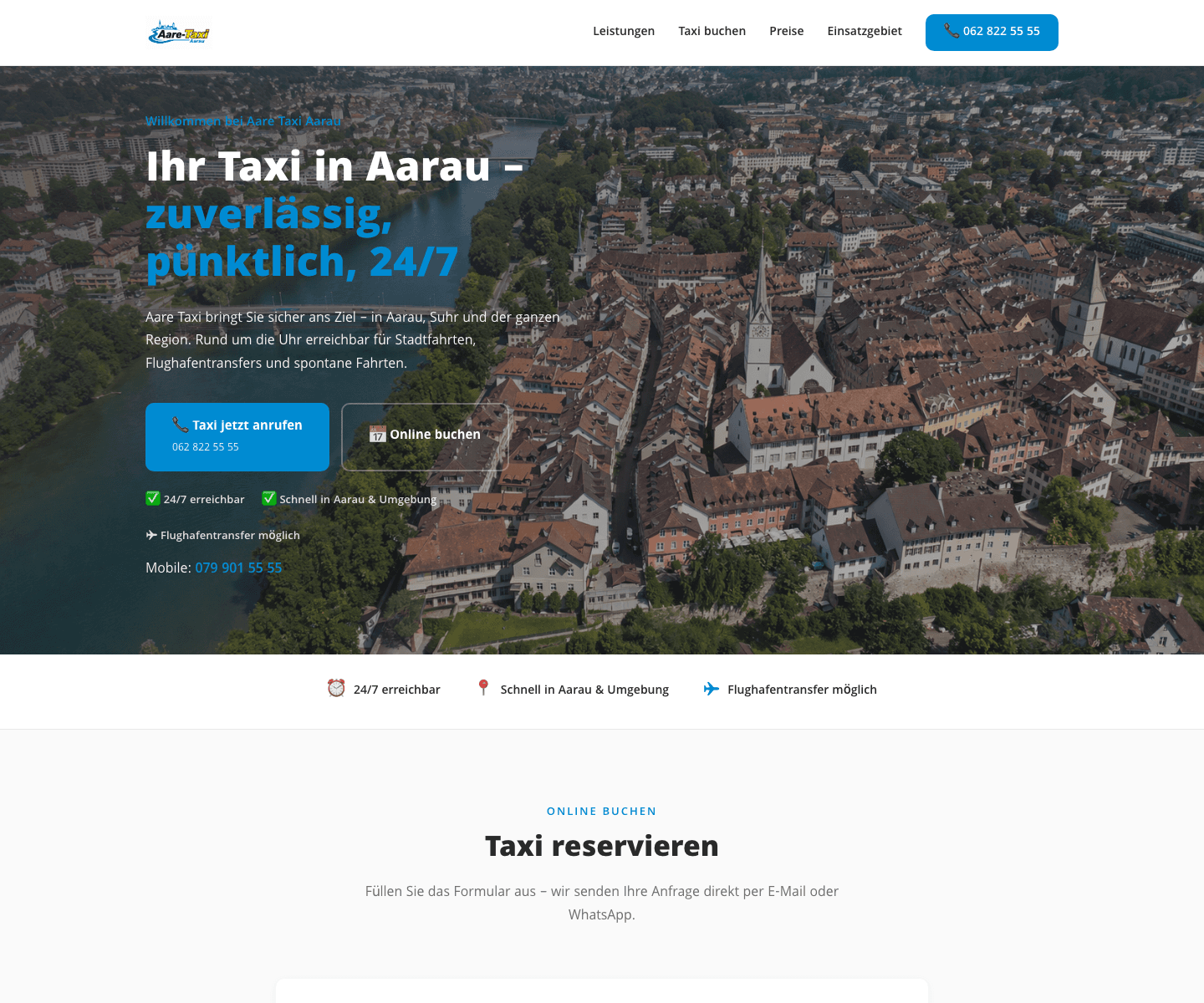 taxi-aare.ch Desktop-Vorschau